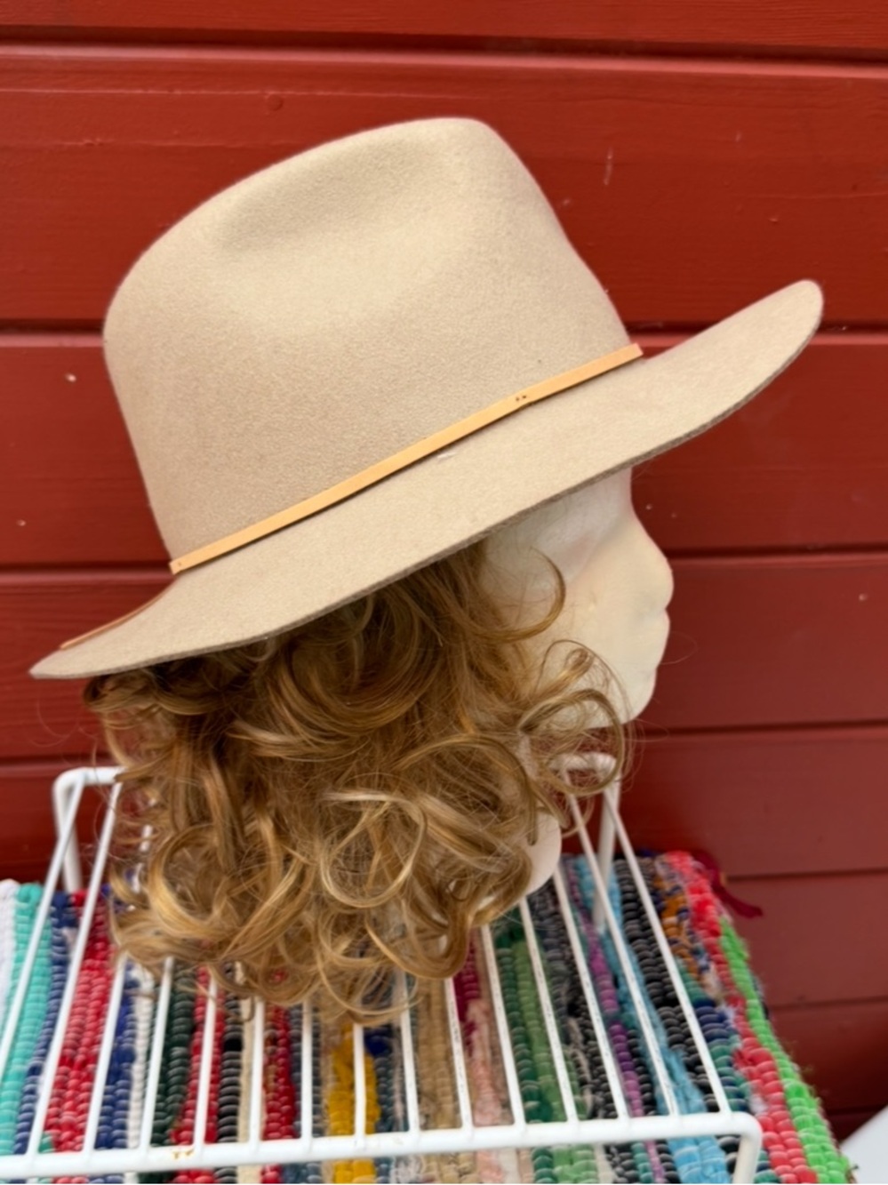 Brixton wool Felt Wesley Floppy Fedora Hat in Vanilla tan beige Unisex M
